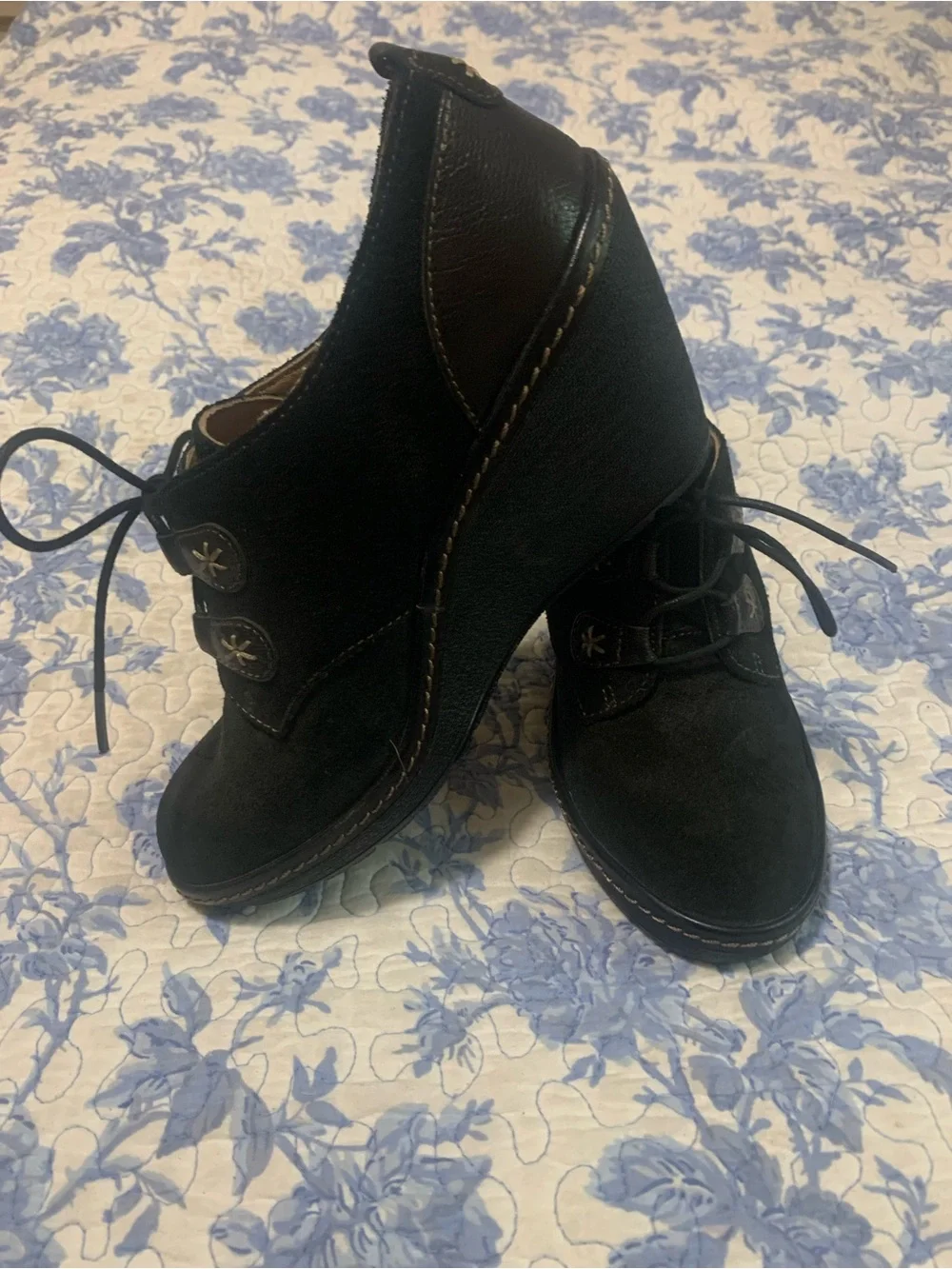Sofft Black Wedge Lace-Up Booties